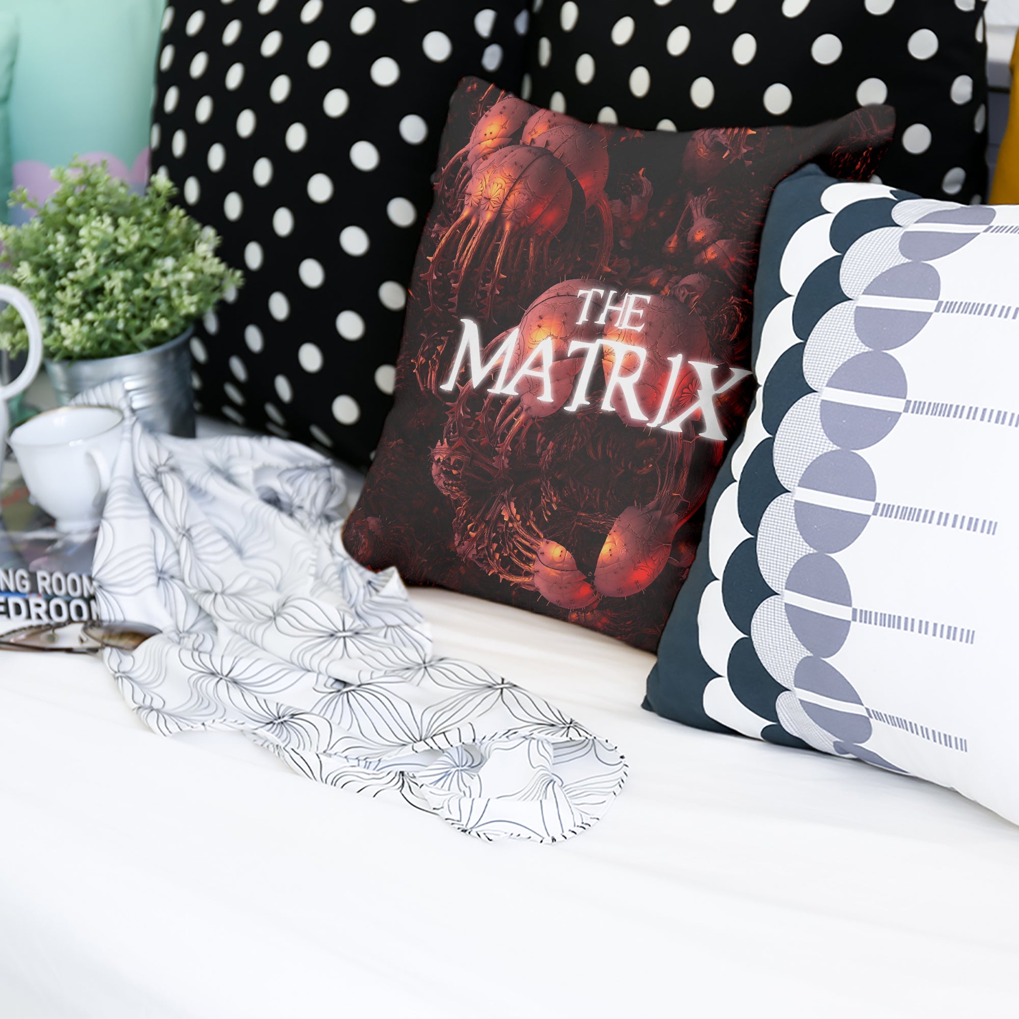 Coussin de santé rouge The Matrix Schriftzug