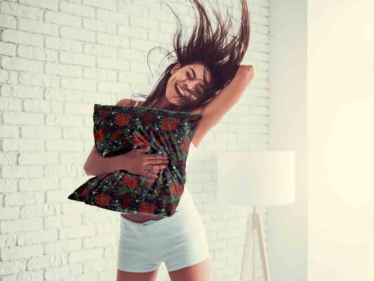 Health pillow with red poinsettia