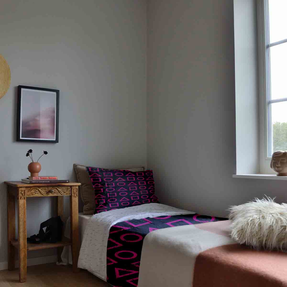 Original therapy blanket - cotton cover pink Dalgona shapes