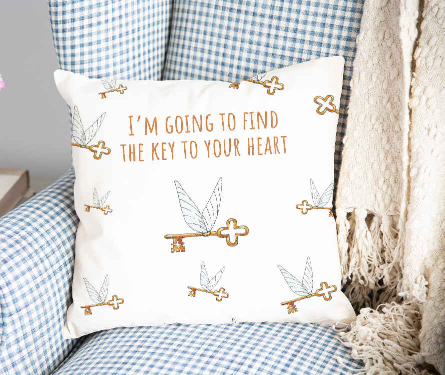 Health pillow white with flying key