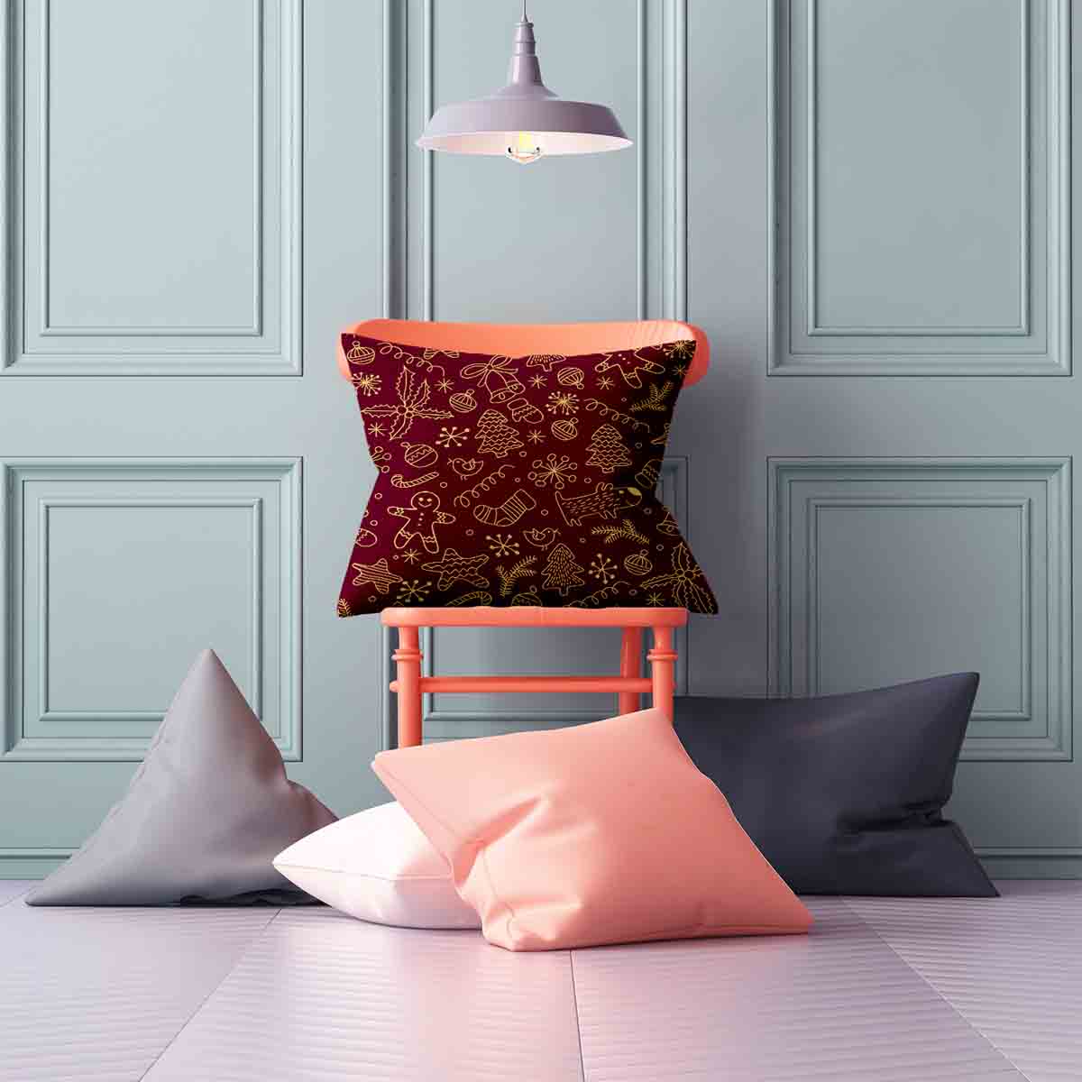 Health pillow red with funny Christmas motifs