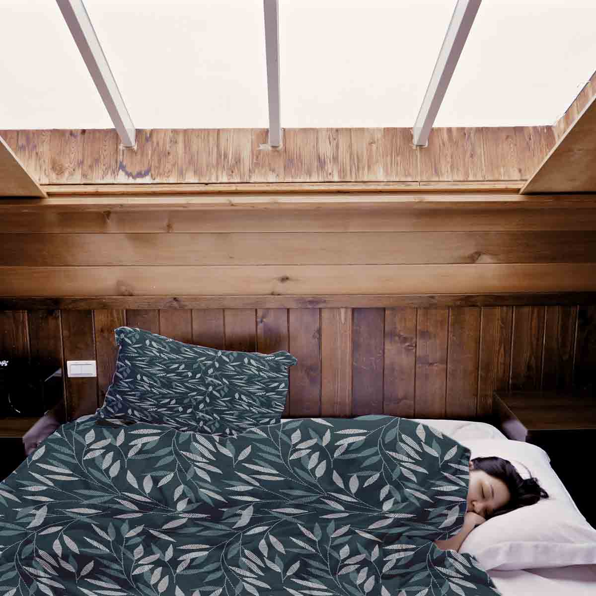 Couverture thérapeutique originale - Housse en coton avec branches bleues