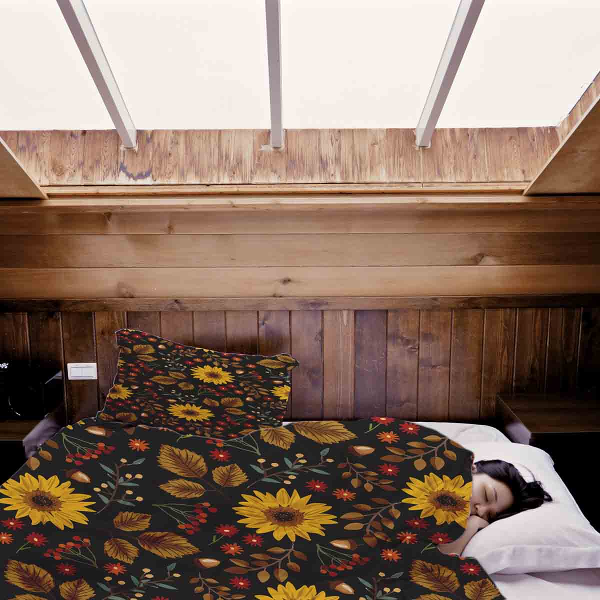 Ensemble de literie avec couverture thérapeutique et tournesol