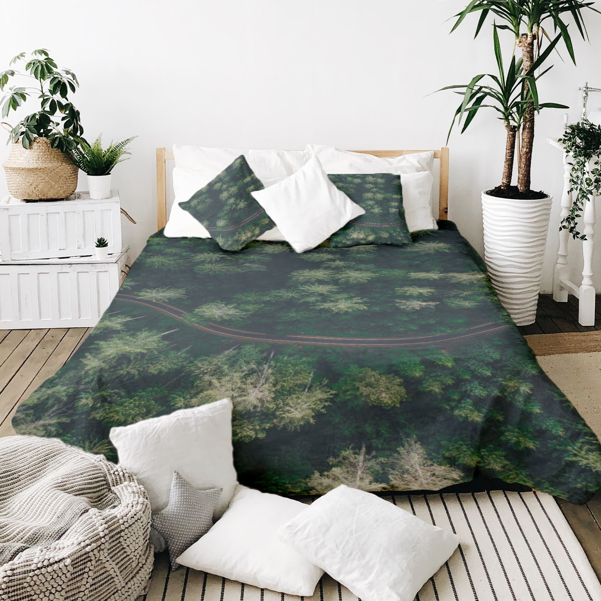 Therapy blankets bedding set street in the forest