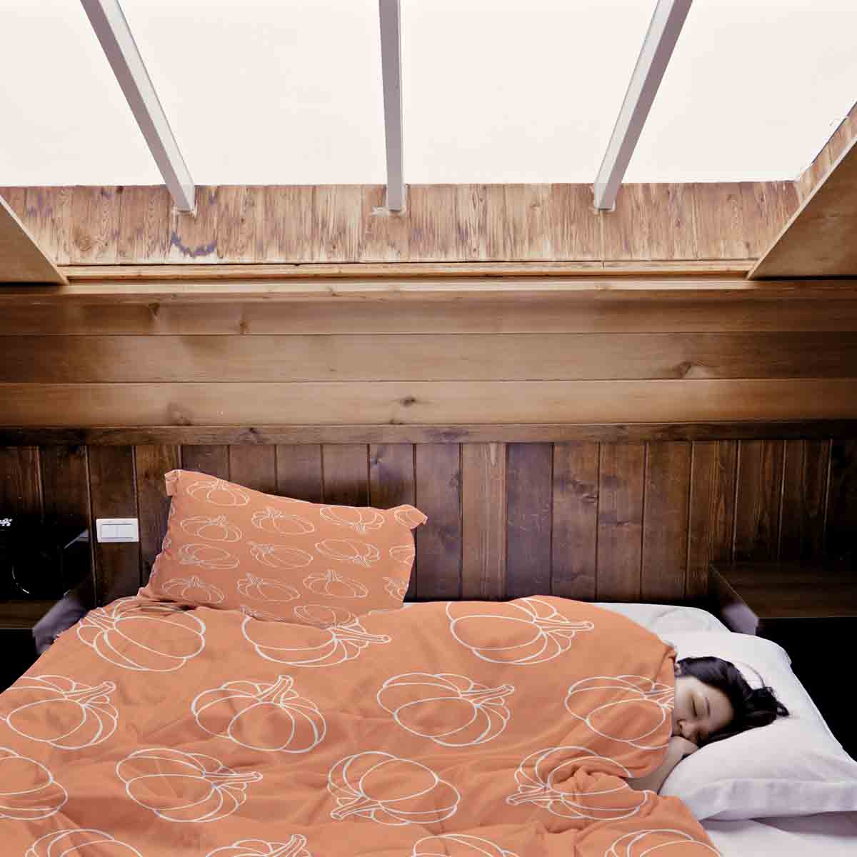 Couverture thérapeutique originale - Housse en coton orange avec citrouille