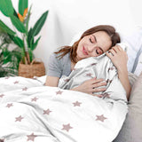 Original therapy blanket - cotton cover white with pink stars