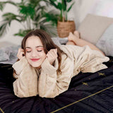 Therapy blanket bedding set, black, sun and cosmos.