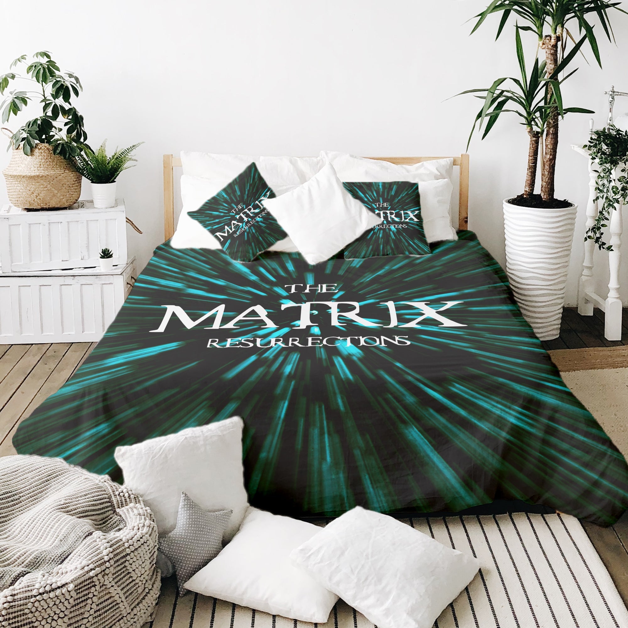 Ensemble de literie avec couverture thérapeutique et inscription The Matrix