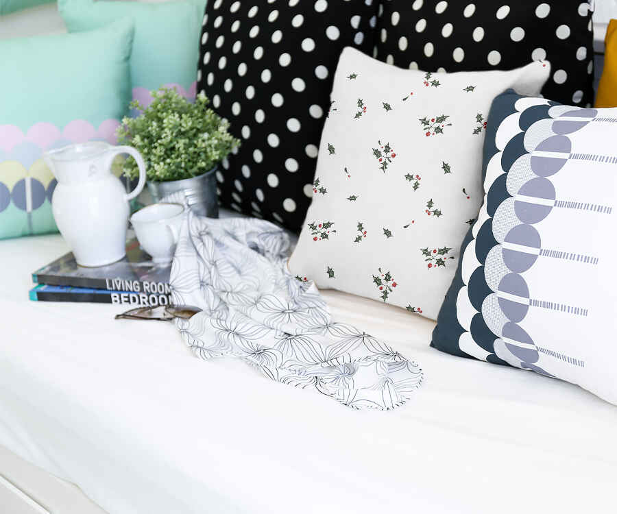 Coussin de santé blanc branches de gui