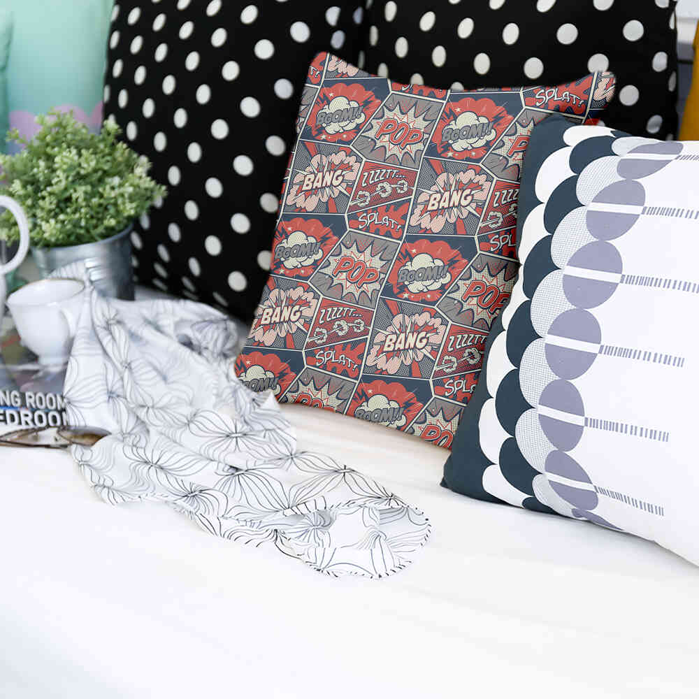 Coussin de santé rouge avec bande dessinée