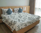 Therapy blanket bedding set, white with black branches.
