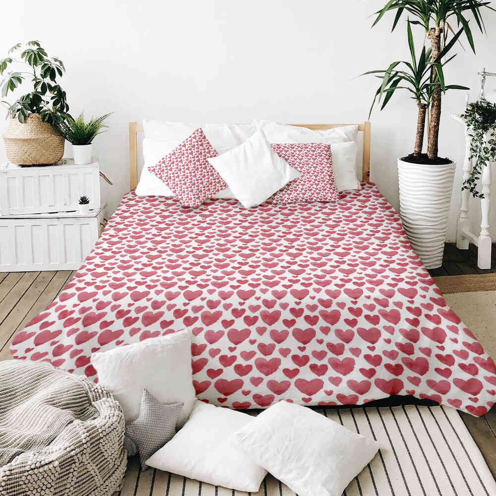Therapy blankets bedding set red hearts