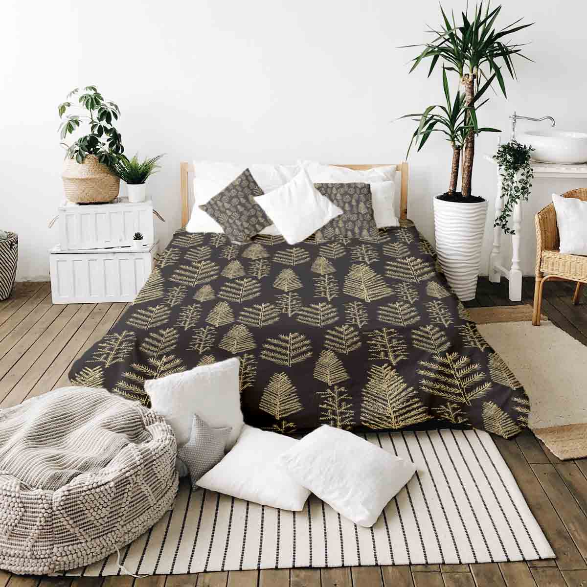 Couverture thérapeutique originale - Housse en coton avec motif forêt