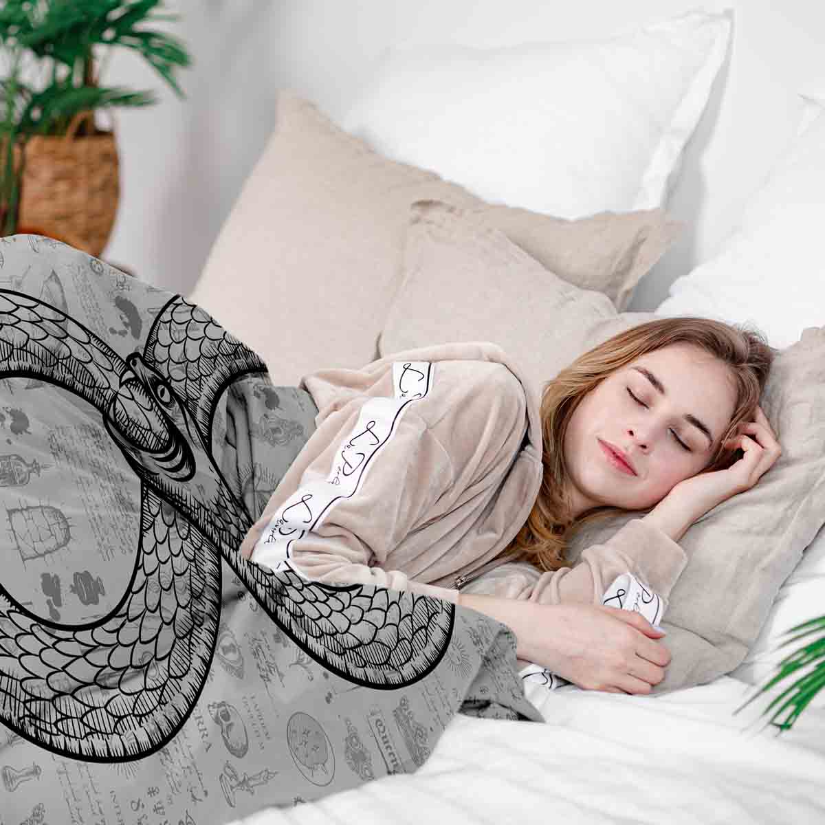 Ensemble de literie avec motif serpent pour couverture thérapeutique