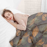 Therapy blanket and bedding set with autumnal leaf pattern.