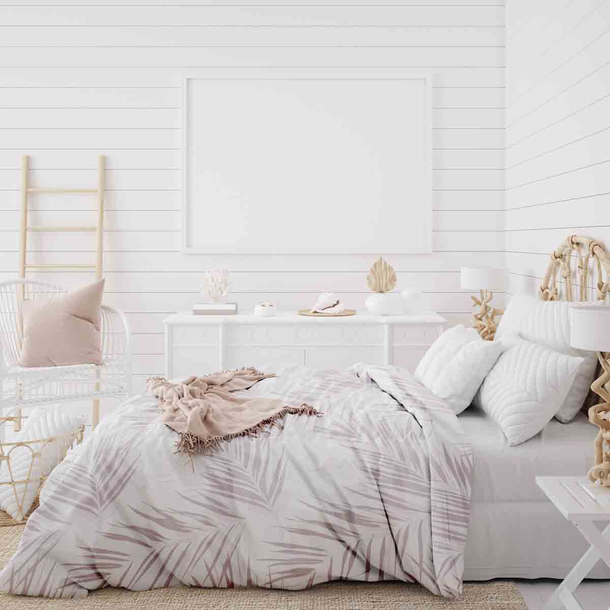 Couette thérapeutique Ensemble de literie blanc avec feuilles violettes