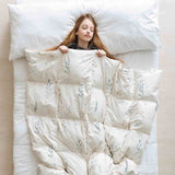Original therapy blanket - cotton cover white with spring flowers