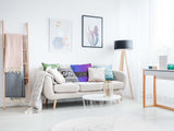 Purple health pillow with shapes
