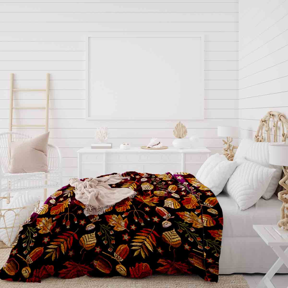 Therapy blankets bedding set brown autumn leaves