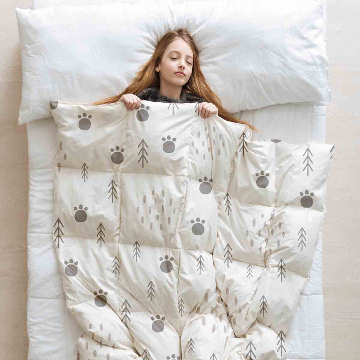 Ensemble de literie avec couverture thérapeutique Empreintes de pattes dans la forêt