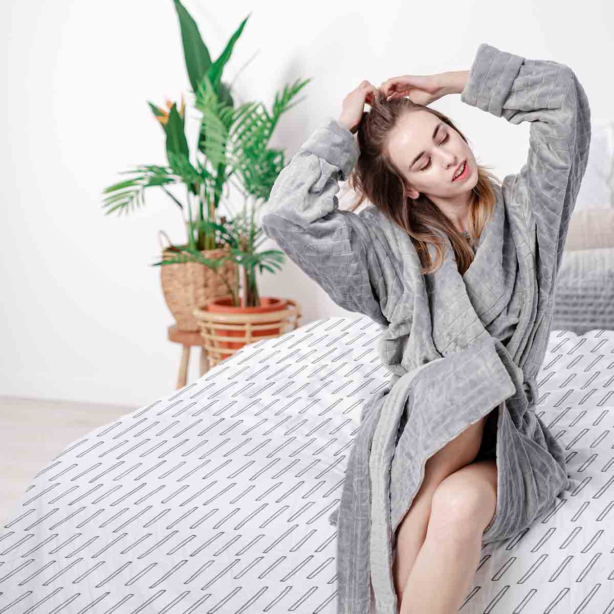 Therapy blankets bedding set white thick stripes