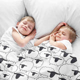 Therapy blanket bedding set, white with sheep.