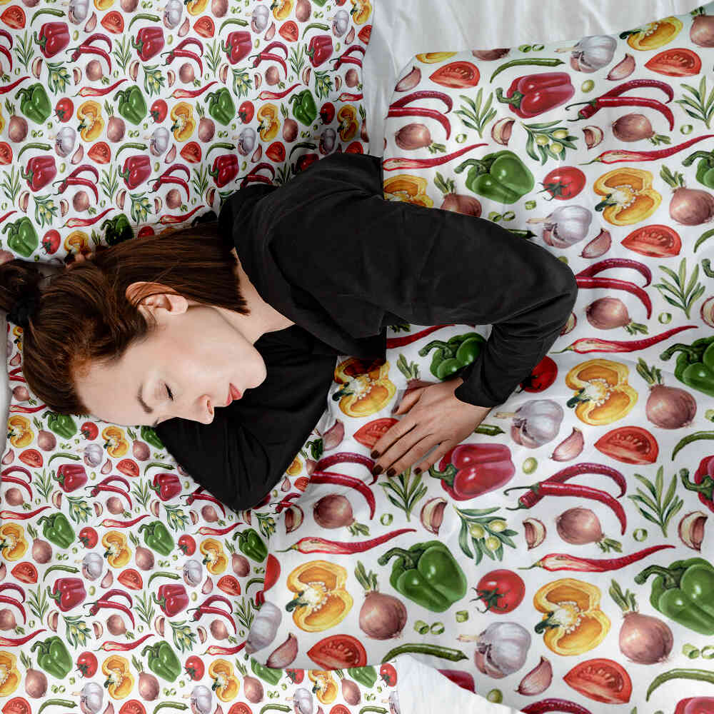 Ensemble de literie avec couverture thérapeutique aux légumes
