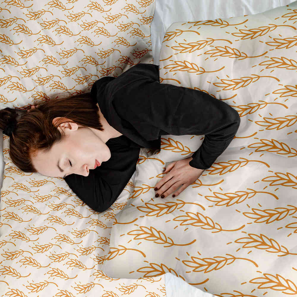 Couette thérapeutique Ensemble de literie blanc avec blé jaune