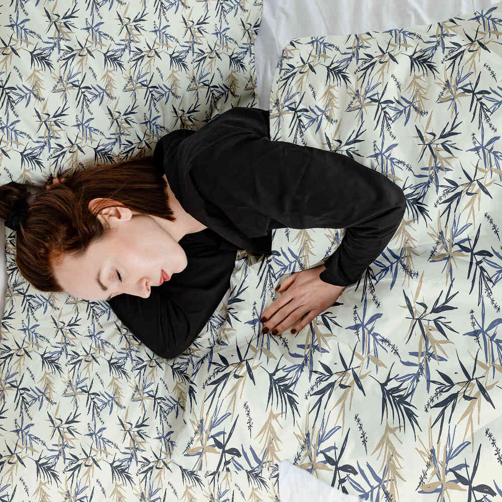 Couette thérapeutique Ensemble de literie Motif feuille Beige