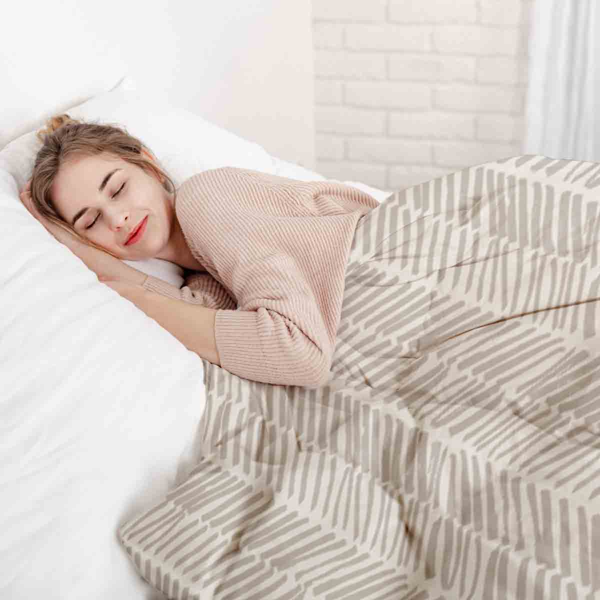 Couverture thérapeutique originale - Housse en coton beige avec rayures