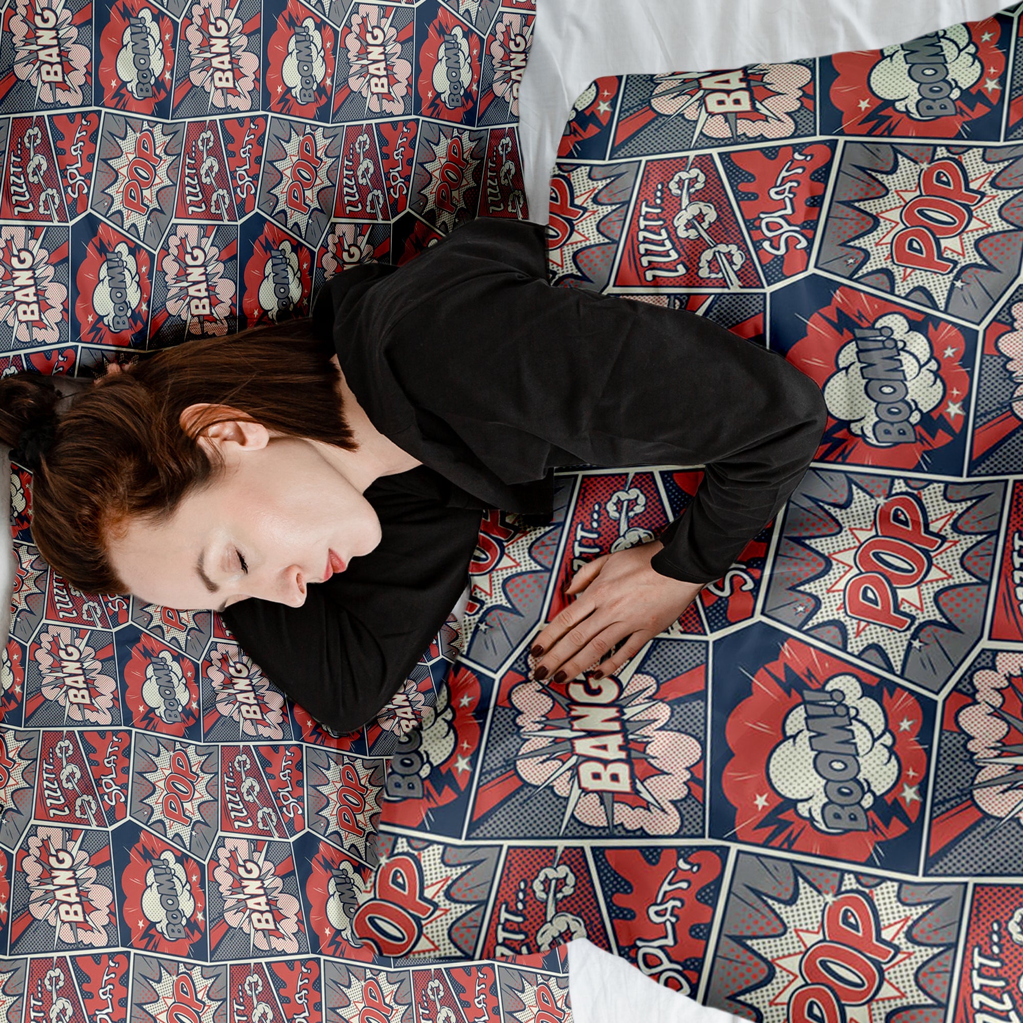 Therapy blankets bedding set red with comic