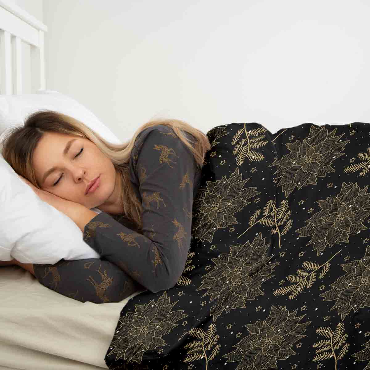 Original therapy blanket - cotton cover black Christmas star