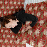 Therapy blanket and bedding set, red large flower.