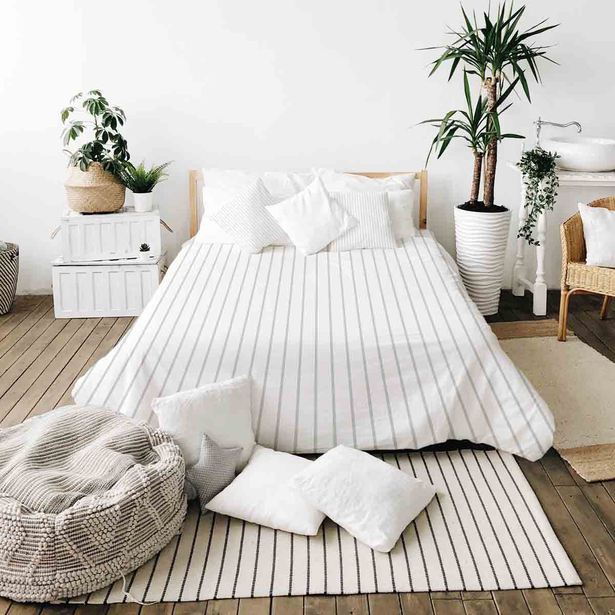 Original therapy blanket - cotton cover light gray stripes