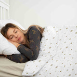 Therapy blankets bedding set white with golden stars