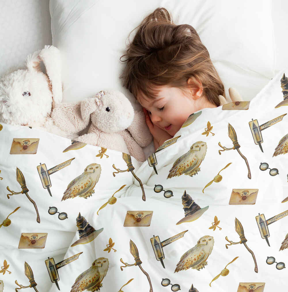 Original therapy blanket - cotton cover white with owls