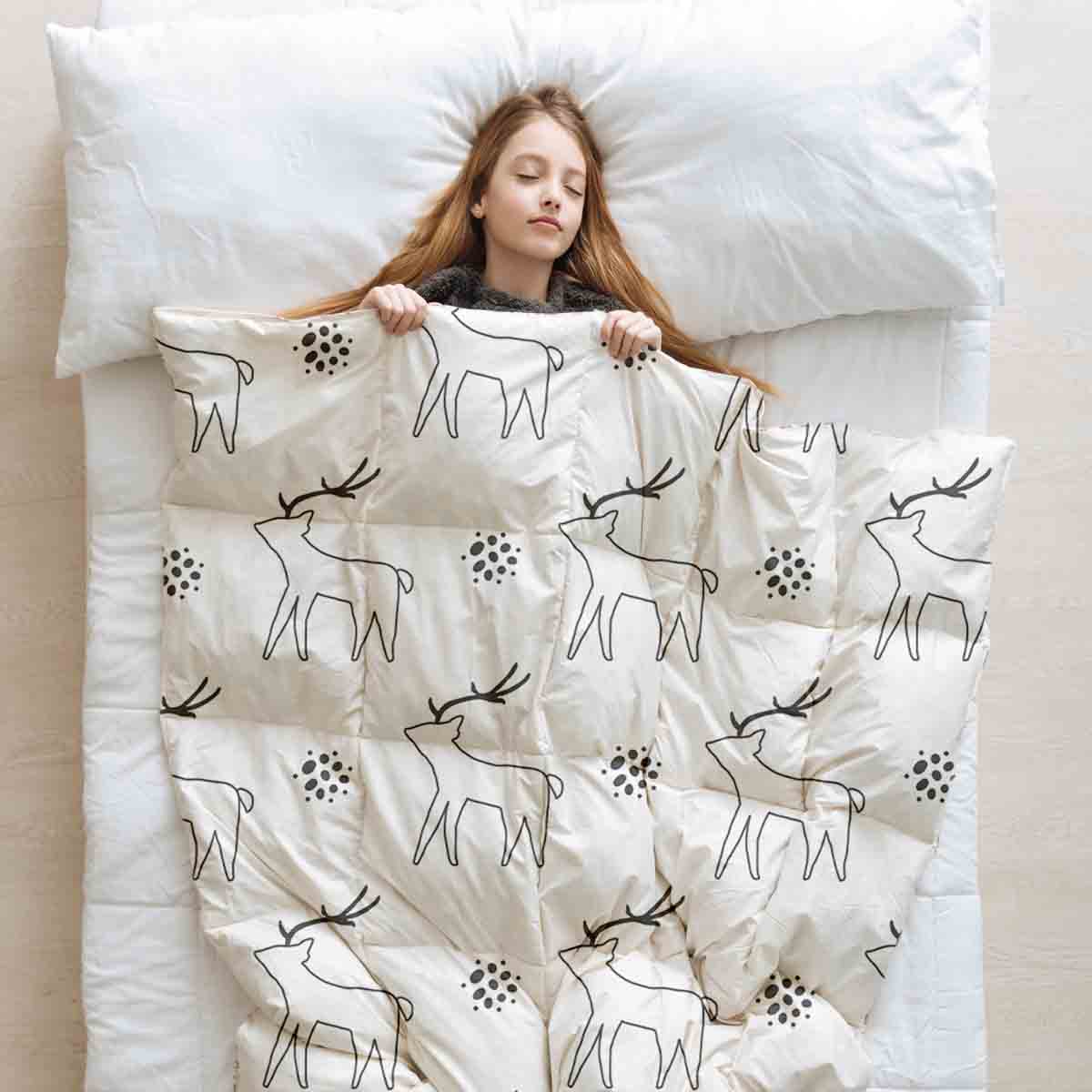 Original therapy blanket - cotton cover white with deer