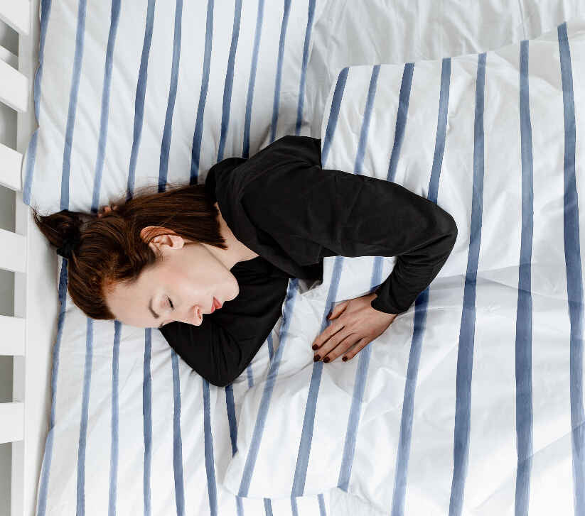 Ensemble de literie avec couverture thérapeutique rayures horizontales bleues