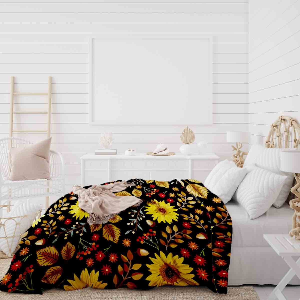 Ensemble de literie avec couverture thérapeutique et tournesol