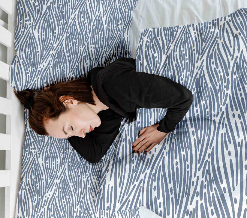 Ensemble de literie avec couverture thérapeutique motif ondulé bleu