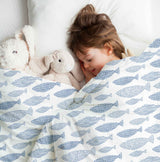 Original therapy blanket - cotton cover blue fish