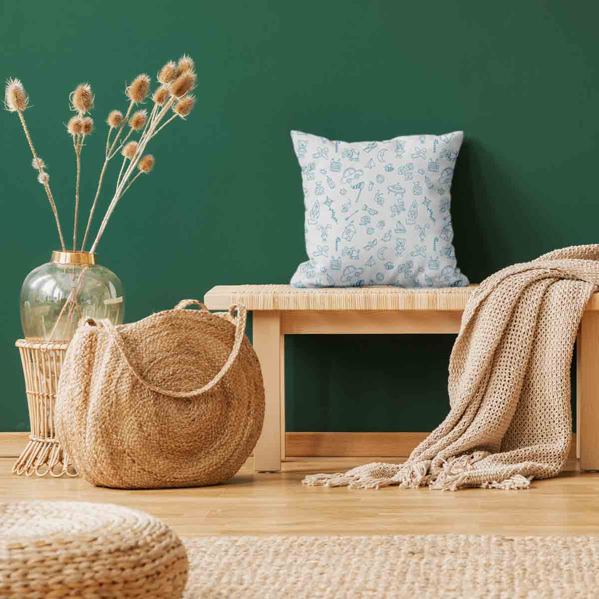 Coussin de santé blanc avec jouets