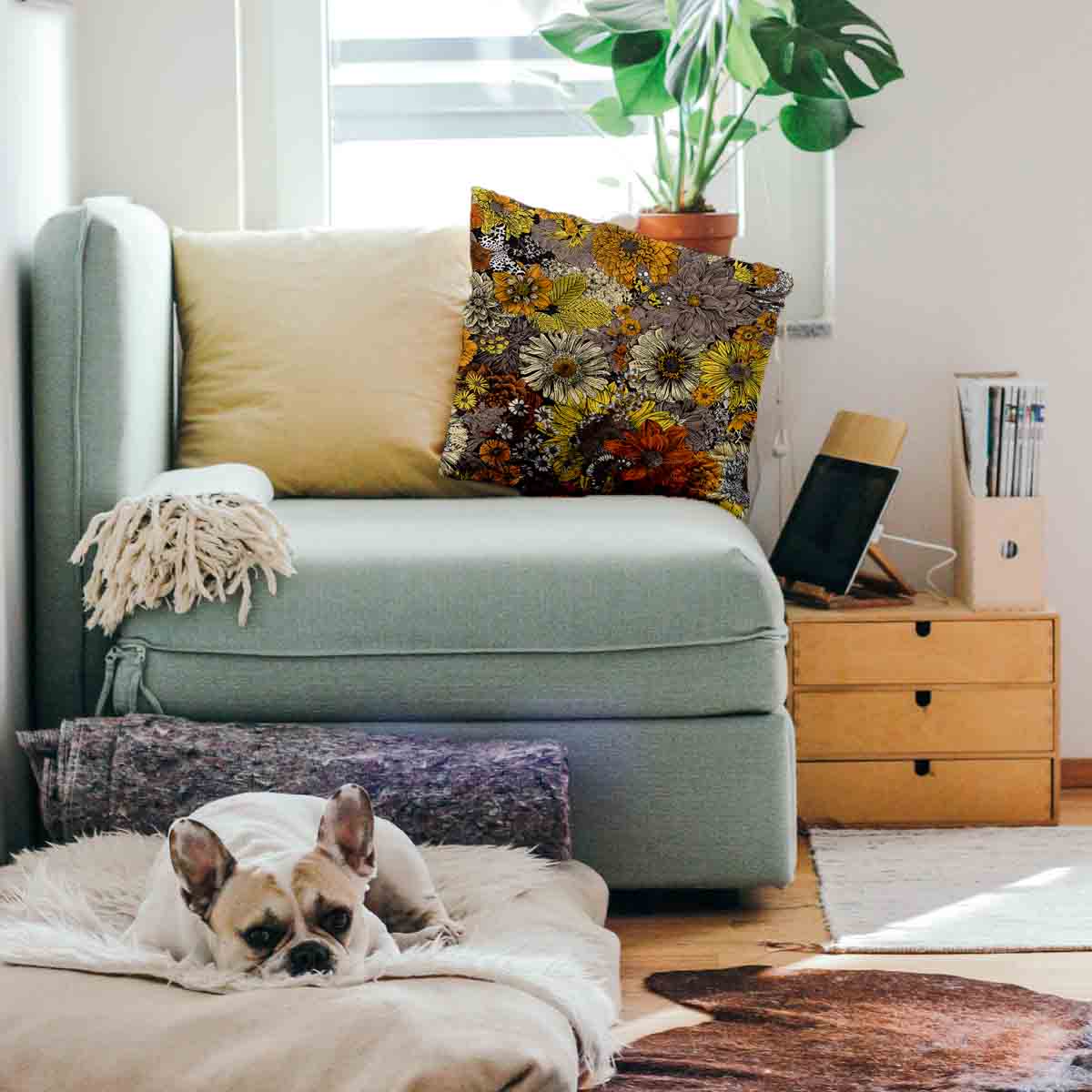 Health pillow yellow flowers