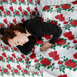 Original therapy blanket - cotton cover white with rose bush