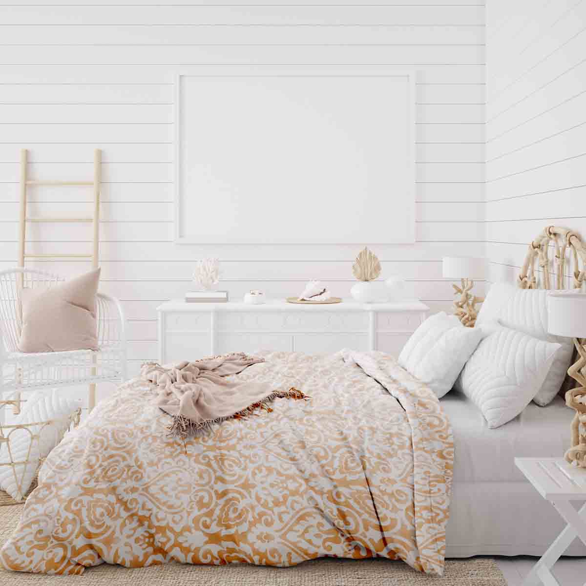 Therapy blankets bedding set boho orange