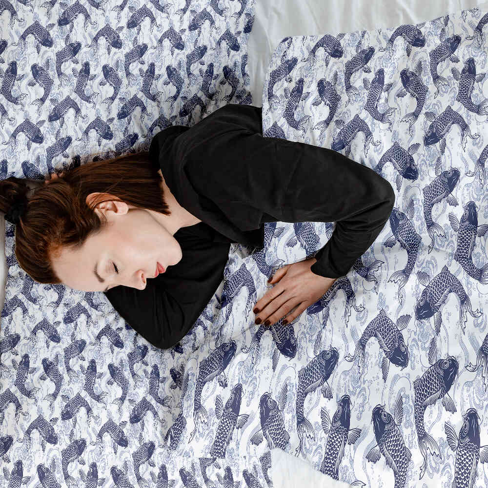 Therapy blankets bedding set blue kois