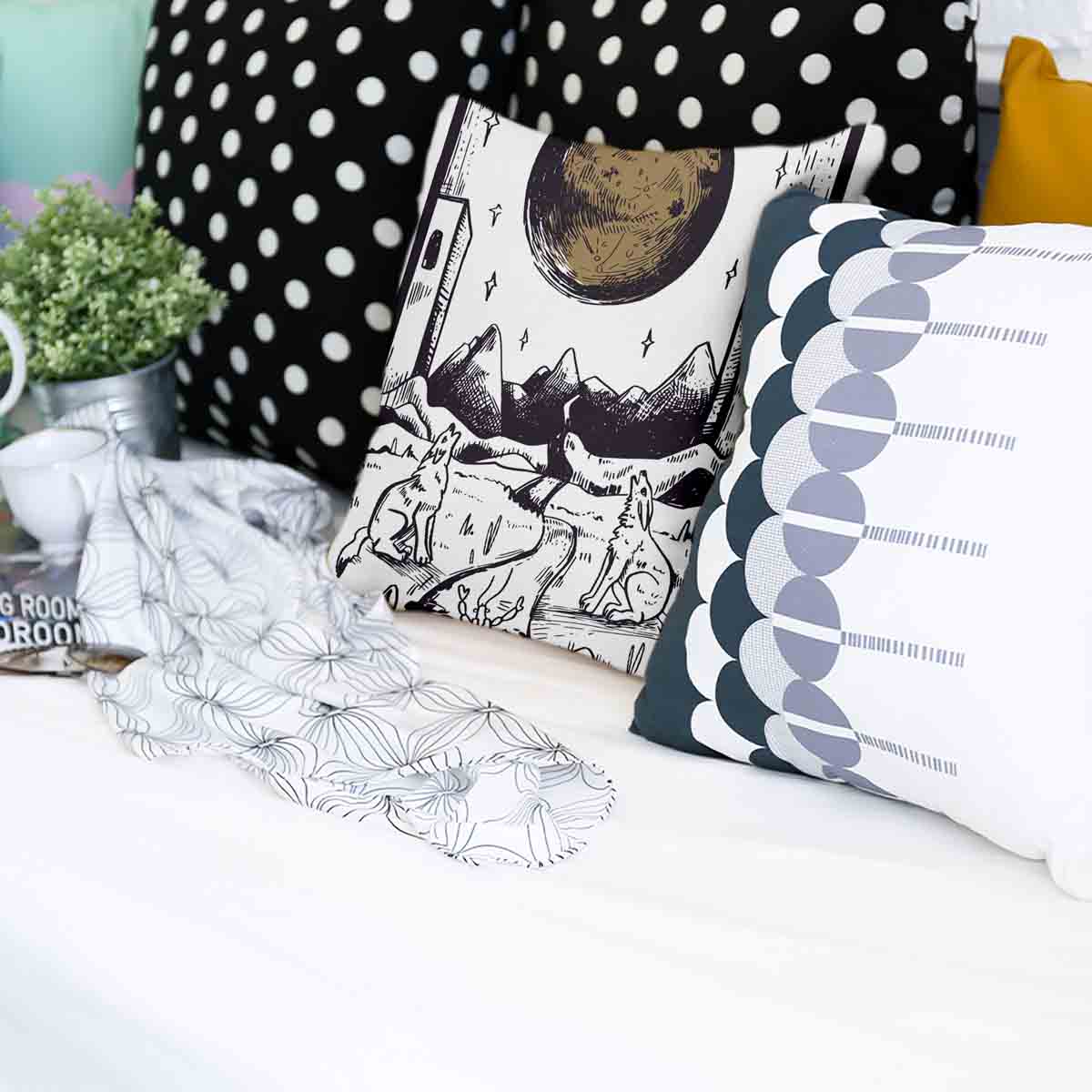 Health Pillow Wolf and Moon