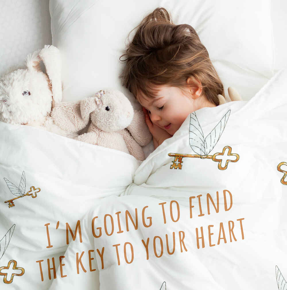 Couverture thérapeutique originale - Housse en coton blanc avec clé volante