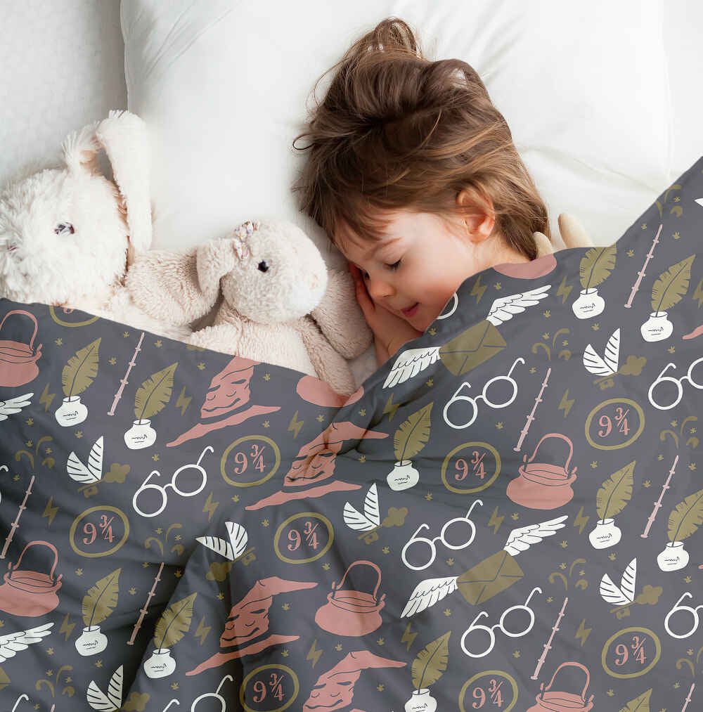 Couverture thérapeutique originale - Housse en coton noire Magie