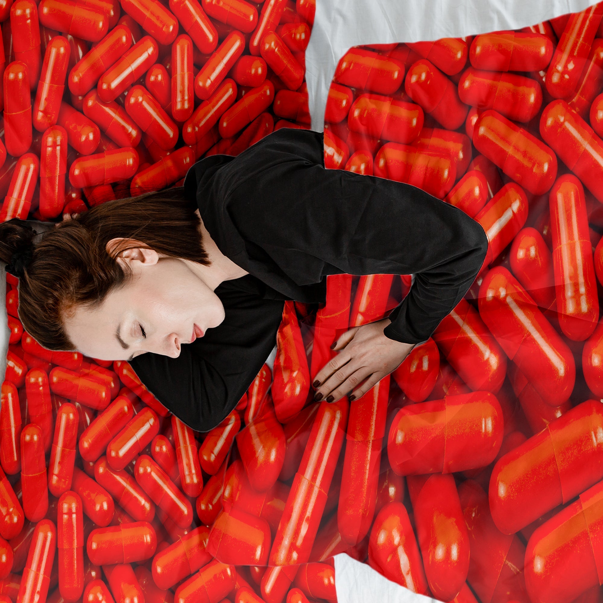 Therapy blankets bedding set red tablets